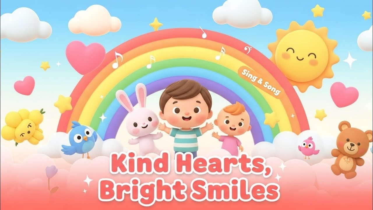 Kind Hearts, Bright Smiles 🌈 | Kids Song About Kindness, Sharing & Friendship | Fun Learning