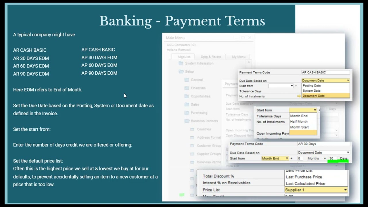 Payment Terms in SAP Business One