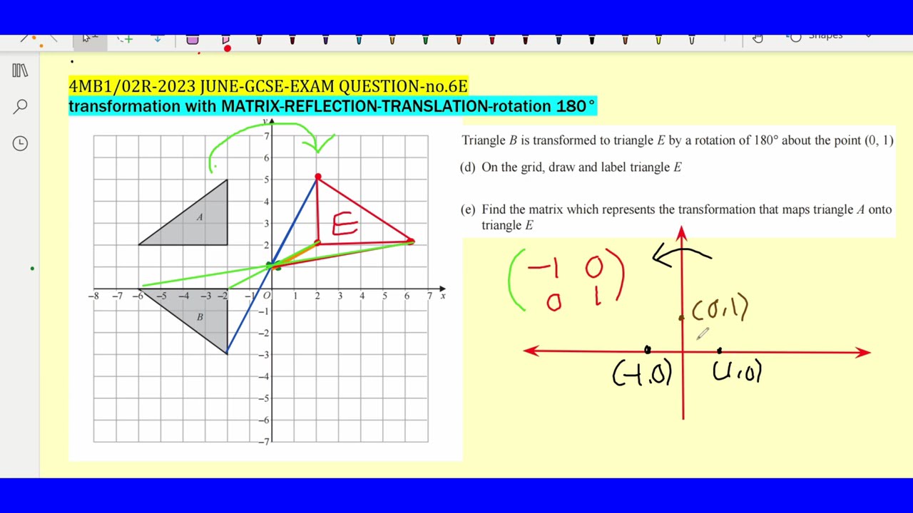 4MB1/02R SOLVED EXAM QUESTION NO.6-JUNE 2023-MATHEMATIC B -GCSE-EDEXCEL-TRANSFORMATION with MATRIX
