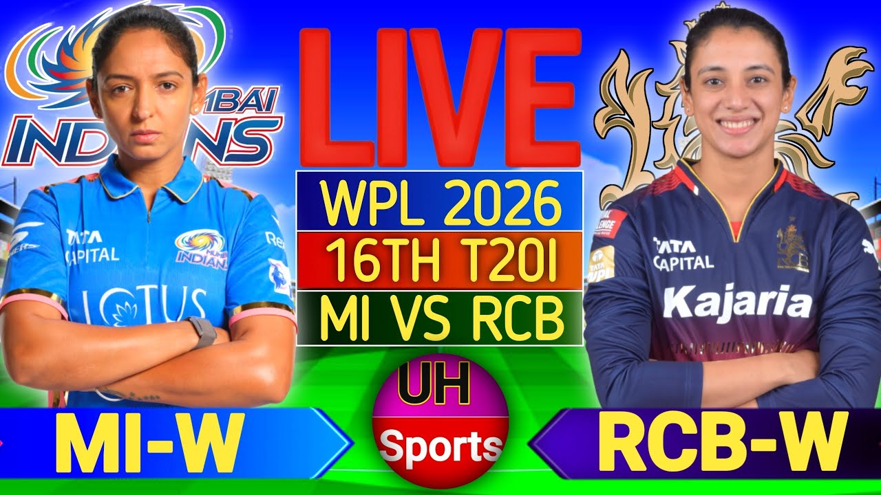 🔴 LIVE: RCB vs MI, 16th T20, WPL 2026 - Live Cricket Score & Commentary | WPL Live Match Today, RCBW