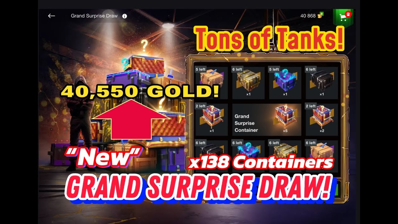 wot Blitz Grand Surprise Draw Crate Opening x138 Container Opening 40K GOLD! in 4K! wotb WoT Blitz