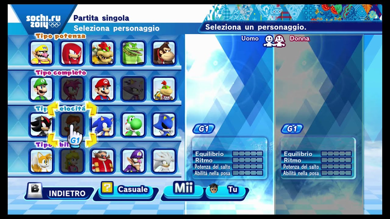Tutti gli eventi olimpici di Mario e sonic ai giochi olimpici invernali di sochi 2014
