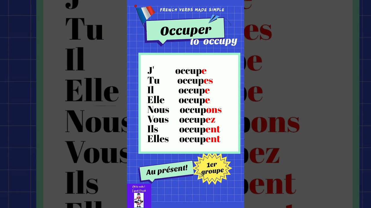 Conjugaison du Verbe Occuper (To occupy)  au pr&eacute;sent / Conjugation of the verb Occuper in present