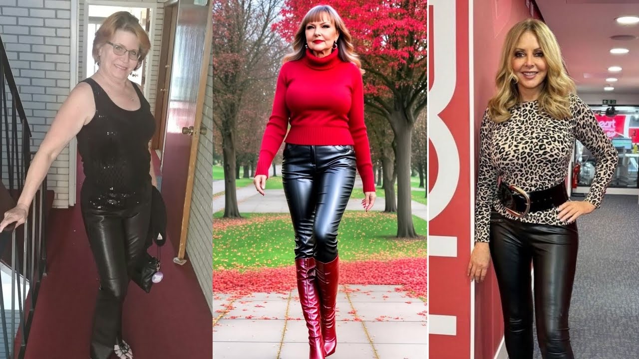 Older Women Beautiful Leather Pants Outfit Ideas For Attractive Looking