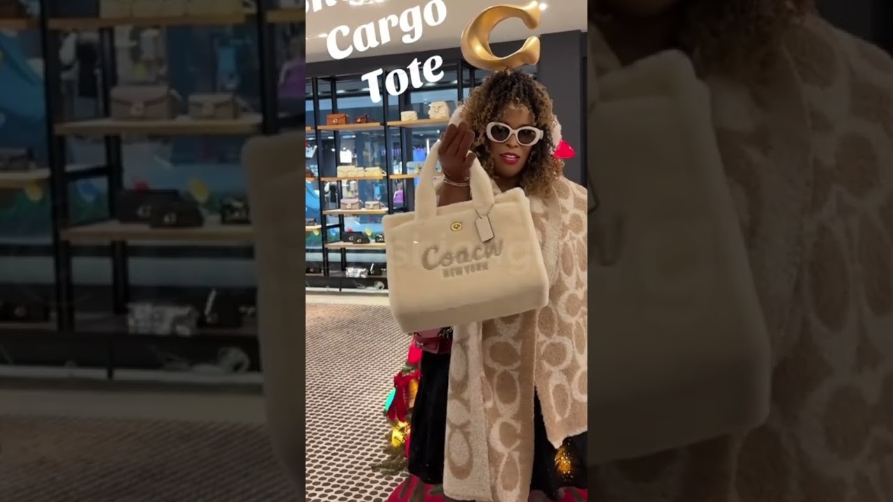 Coach Cargo 26 shearling tote bag.