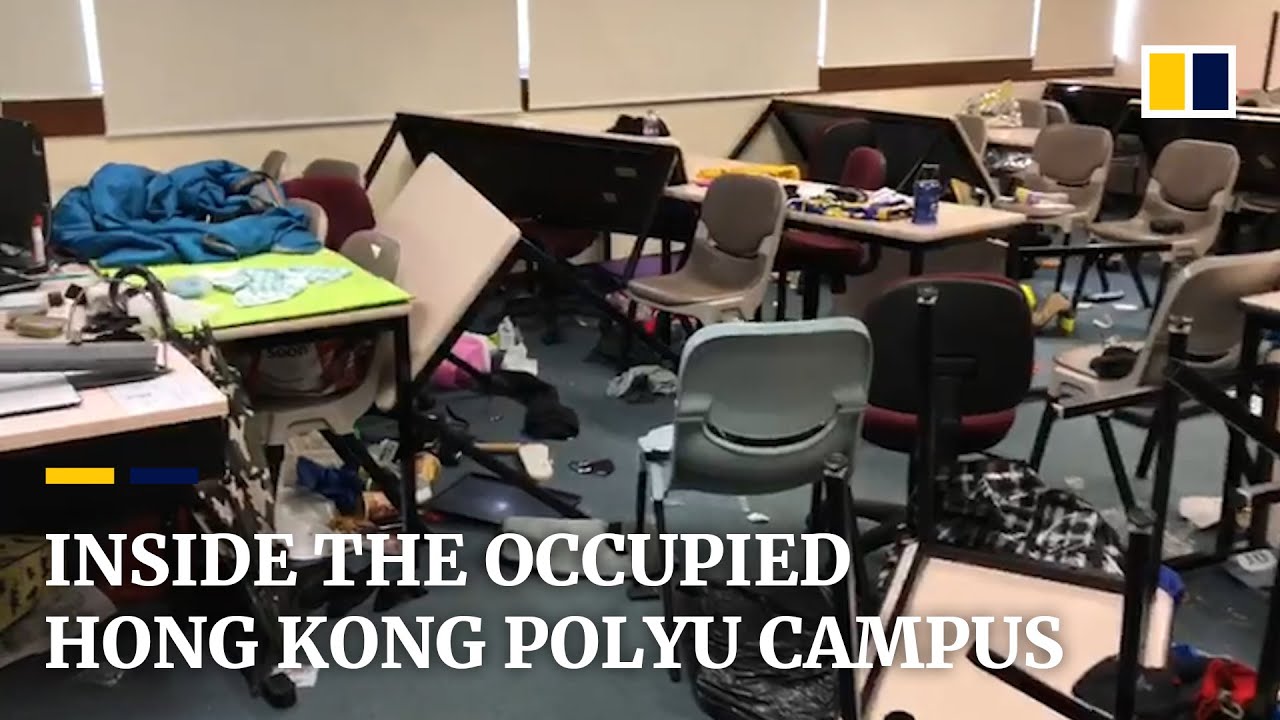 Inside the occupied Hong Kong Polytechnic University campus