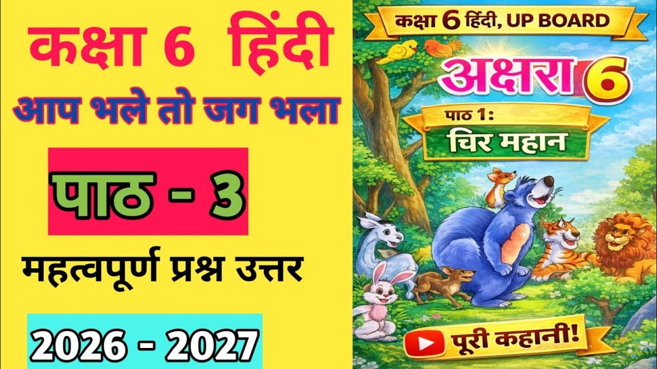 कक्षा 6 हिंदी | पाठ 3 – आप भले तो जग भला | UP Board | Full Explanation | Question Answer