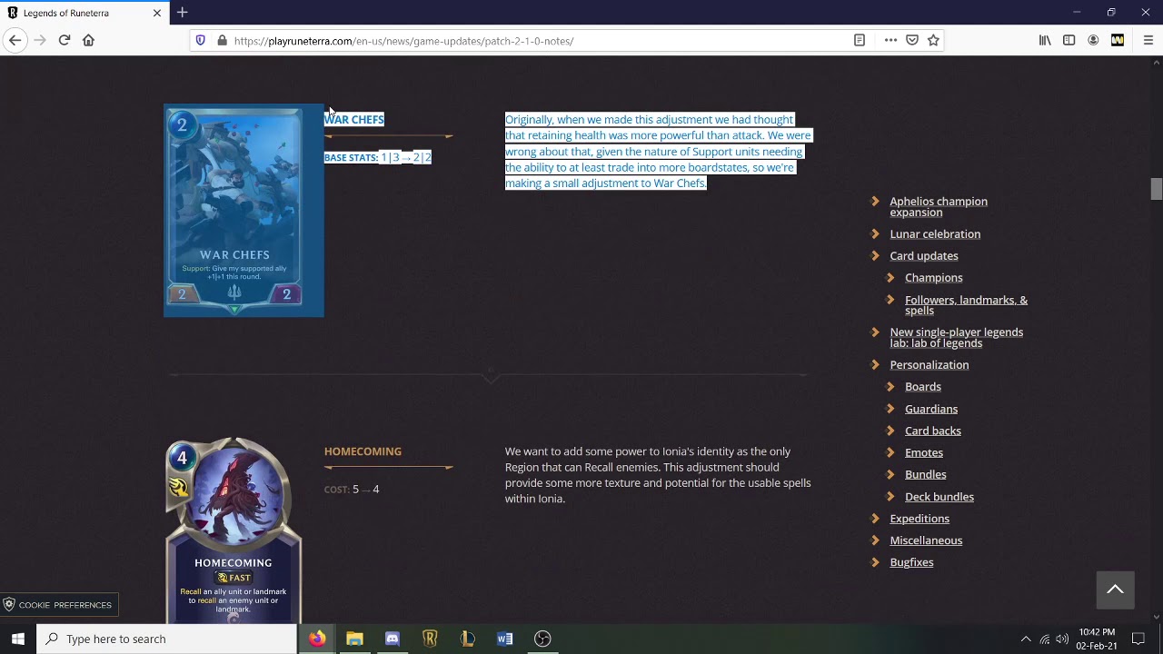 New LOR patch notes!!!!