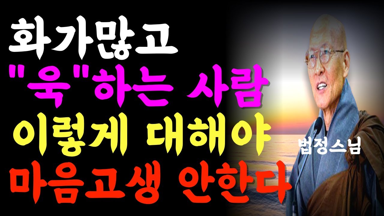 화가 많고 작은 일에도 쉽게 욱하는 사람 대하는 법정 스님의 지혜/부처님 말씀/인간관계/마음 치유