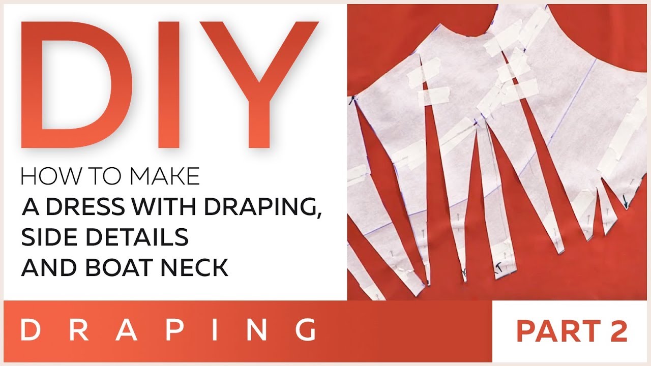 DIY: How to make a dress with draping, side details and boat neck. Draping.