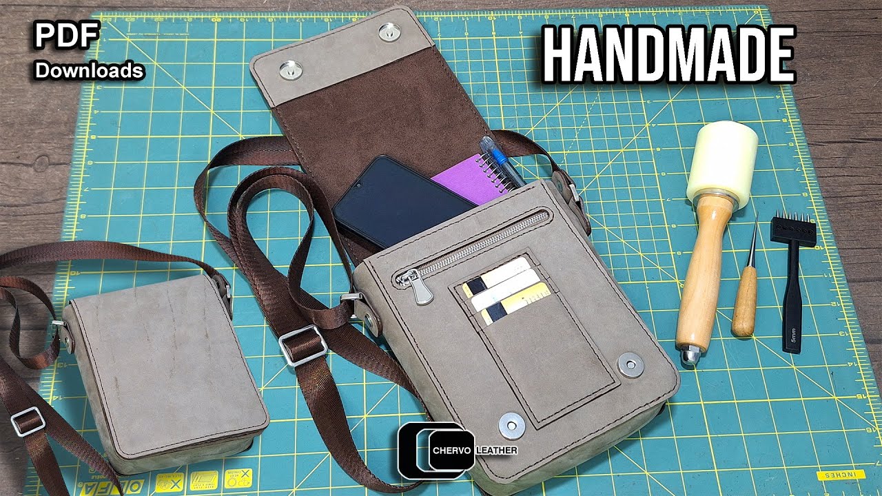 Handmade Leather Sport Crossbody Bag Making Tutorial _ Free Pattern