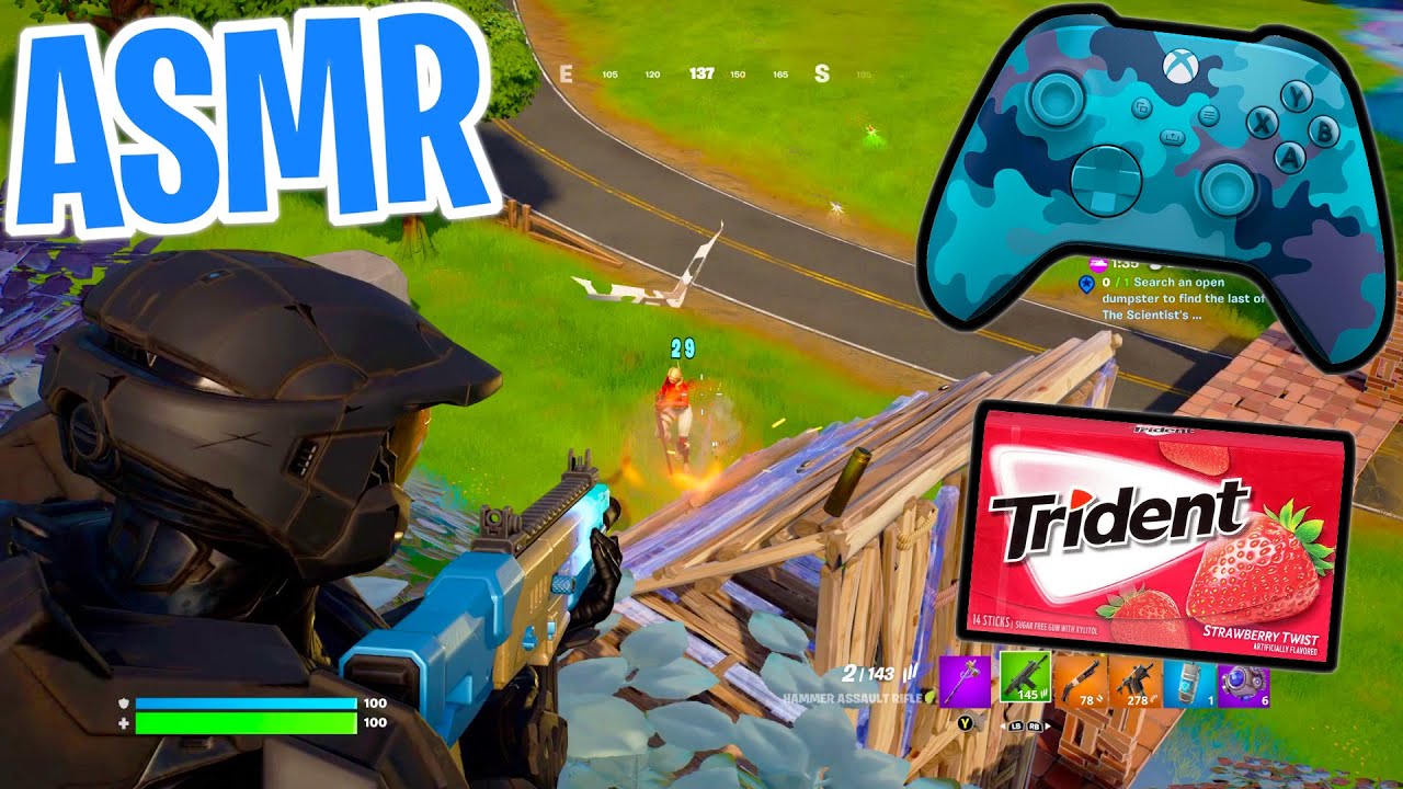 ASMR Gaming 😴 Fortnite 1st Xbox Series X! Relaxing Gum Chewing 🎮🎧 Controller Sounds + Whispering 💤