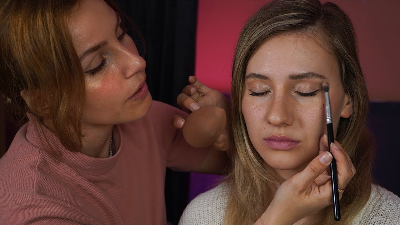 ASMR the CUTEST Fake Freckles Tiktok Trending MAKE-UP💄close-up, attention to detail, real person