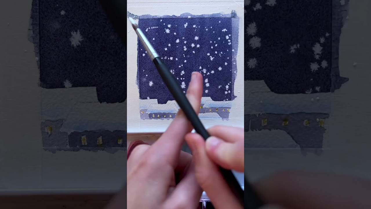 How to make it look like it&rsquo;s snowing #watercolor #arttutorial #watercolorpainting