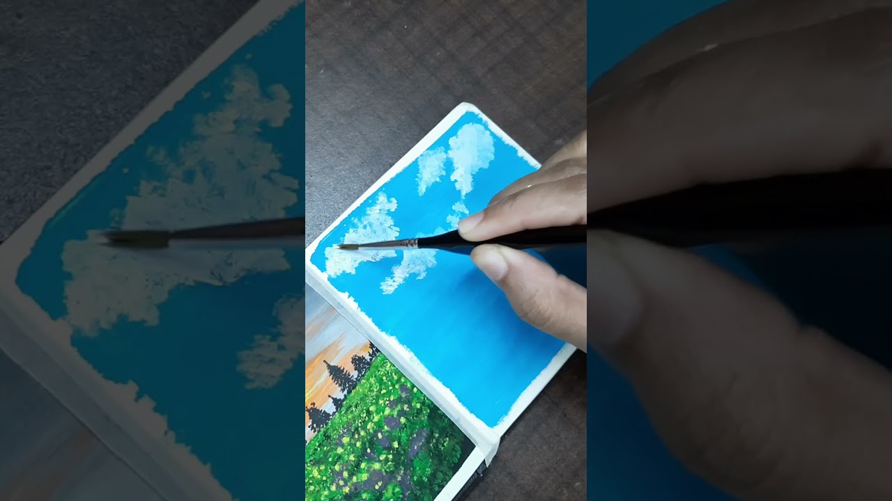 Painting clouds with gouache colors | Cloud study #shorts