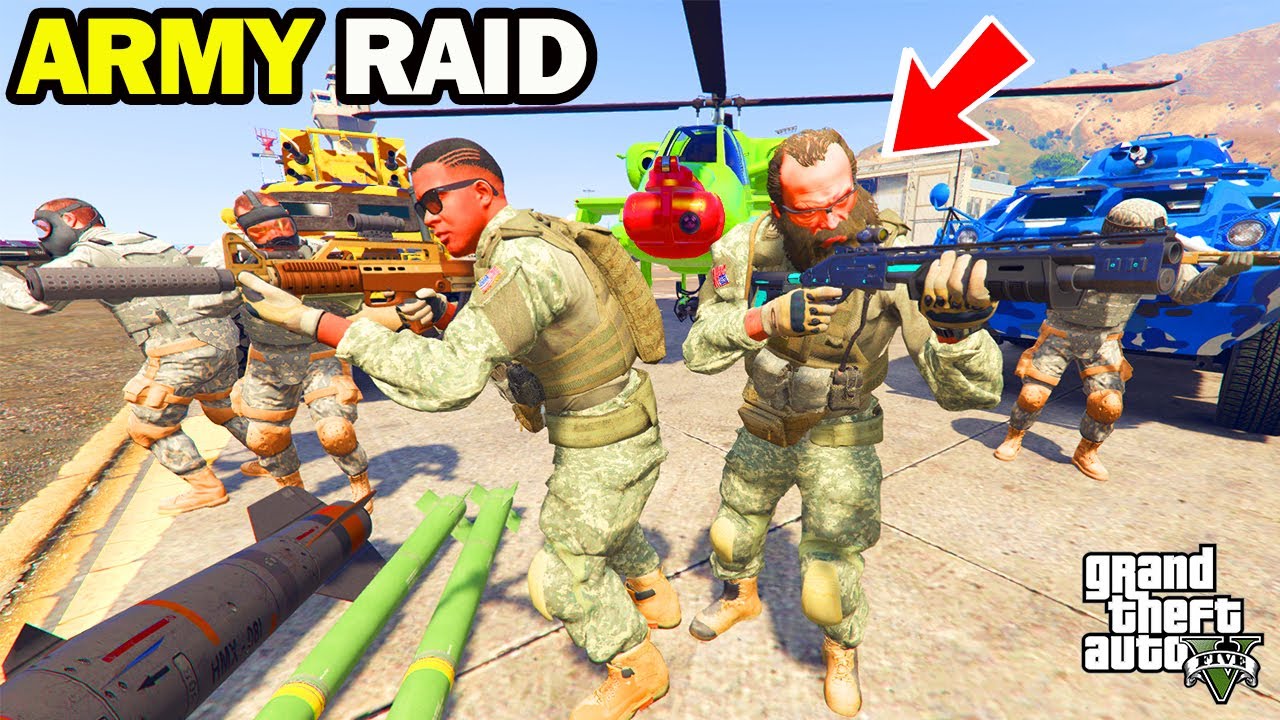 Franklin The Army Officer Raid on Gangster and Save the President in GTA 5 | Shinchan and Chop