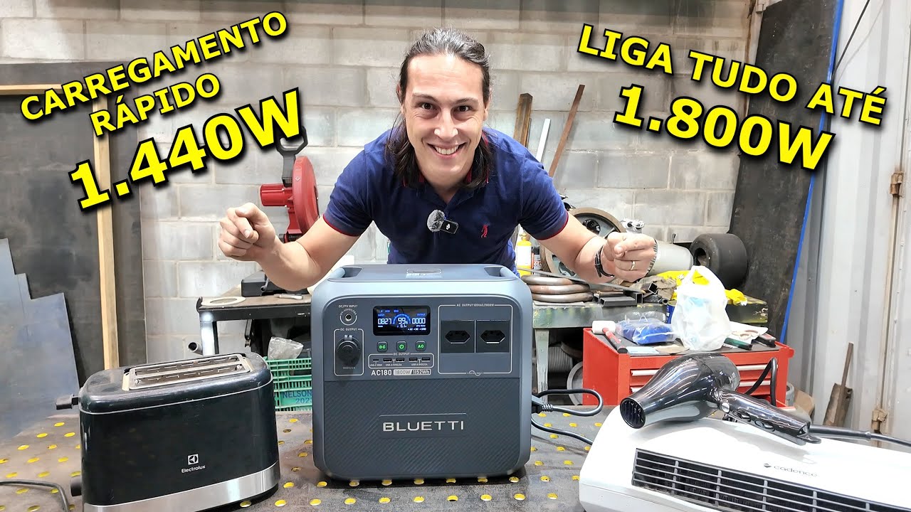 SUPER POTENTE E PEQUENO BLUETTI AC180 COM REGARREGAMENTO SUPER RÁPIDO