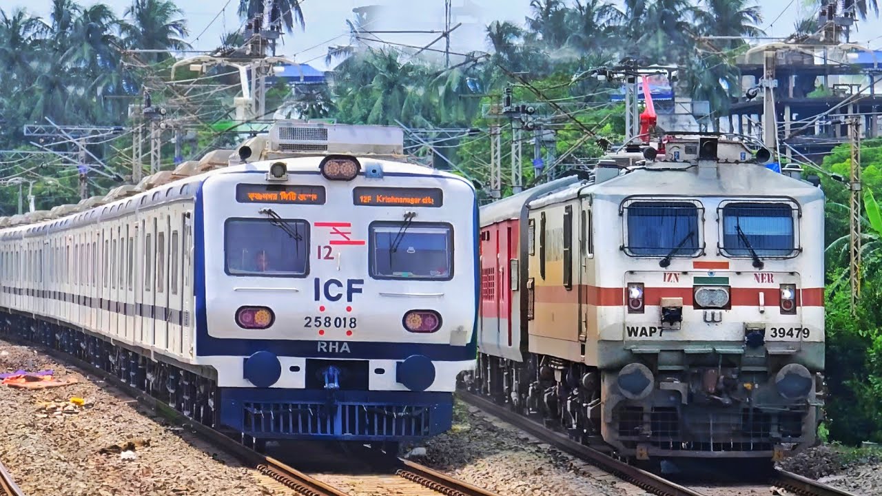 Dangerous 130kmph WAP7 Darshan SF+West Coast Express+AC EMU+ Vikramshila attacks Dankaur-IR 