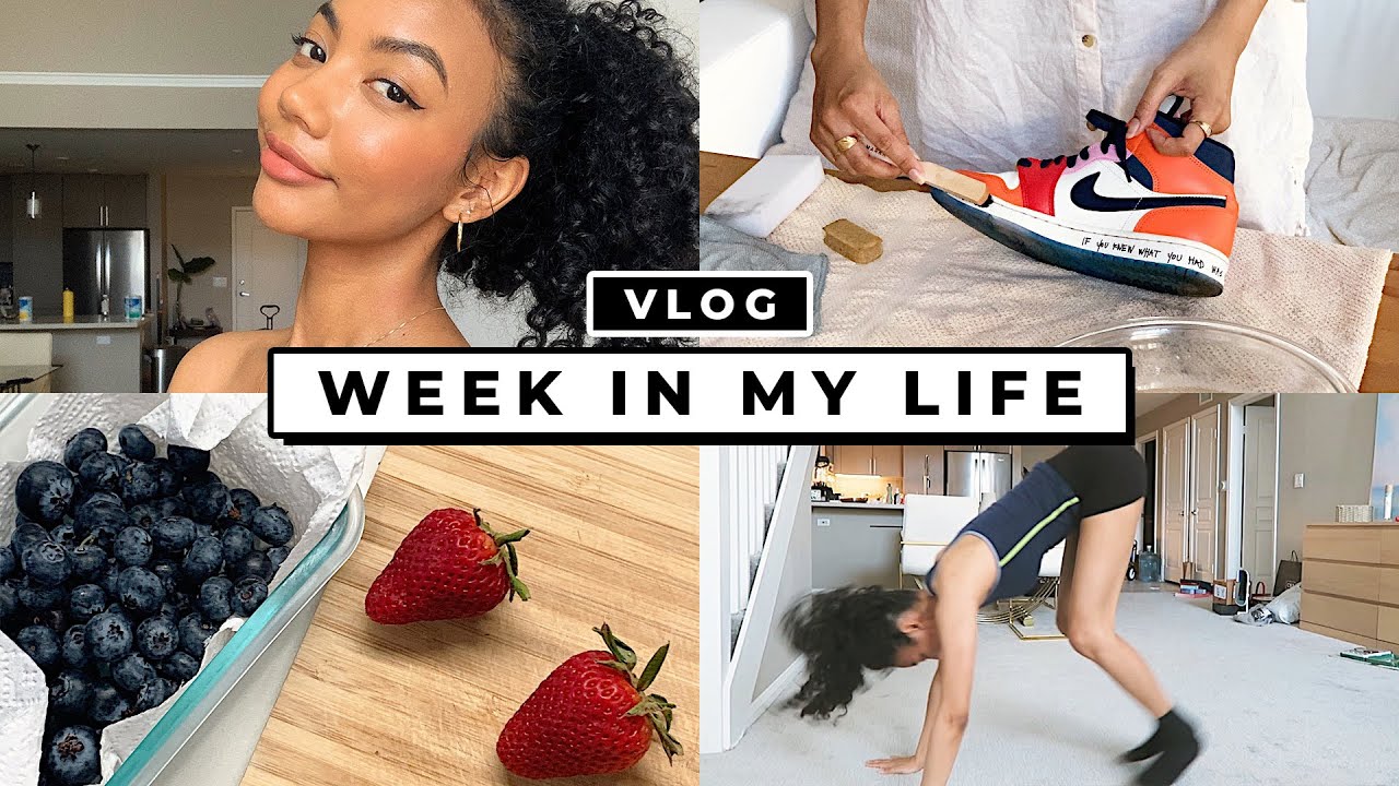 VLOG: grocery haul, cleaning my sneakers, at-home workout