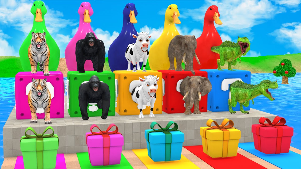 Most Funny 3D Animal Slide Game 🤣 | Cow vs Elephant vs Tiger