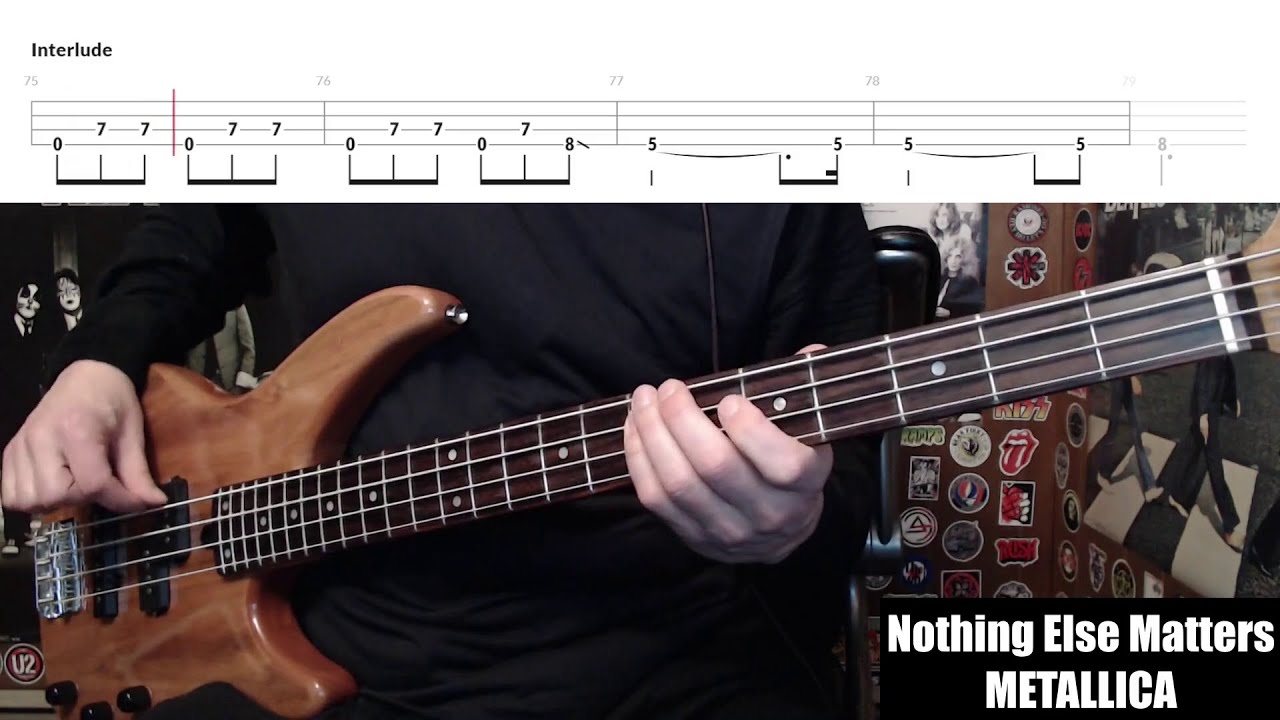 Nothing Else Matters by Metallica - Bass Cover with Tabs Play-Along