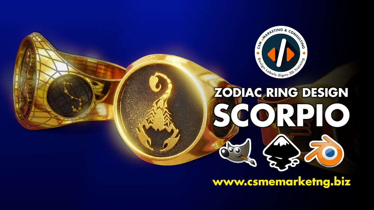 Zodiac Ring Design - SCORPIO - Blender Ring Design | @csmemarketing
