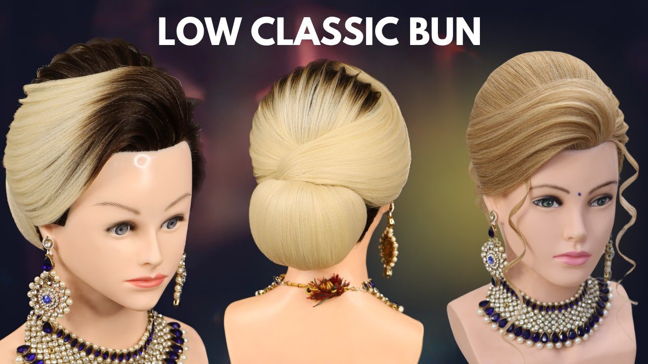 classic low bun hairstyle / how to make apple bun / wedding hairstyle
