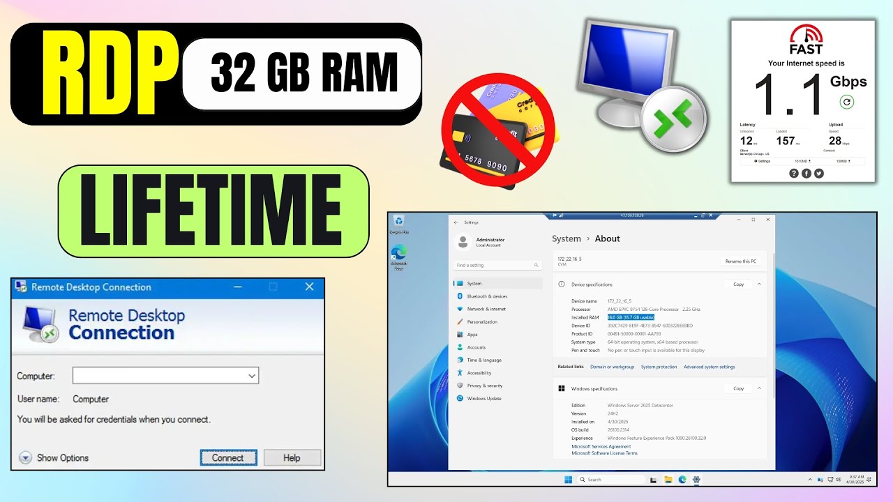 GET 32 GB  Windows RDP | New RDP Create  Method 2025 ✅ |