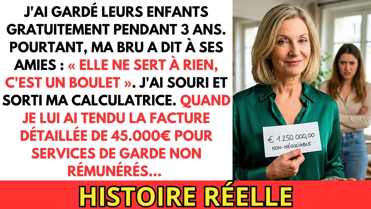 « Elle ne sert à rien » a dit ma bru. J'ai présenté la facture de mes 3 ans de baby-sitting.