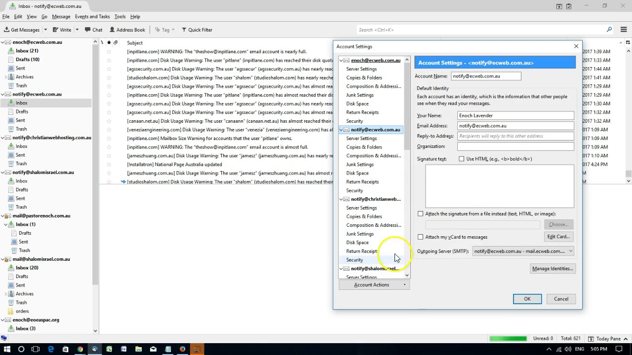 Set up Cpanel email in Thunderbird