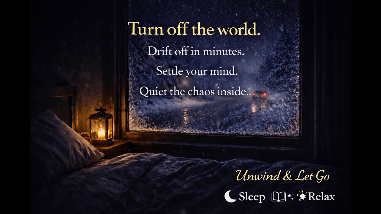Let Your Thoughts Fade—Rain-Snow Road Night Outside the Glass
