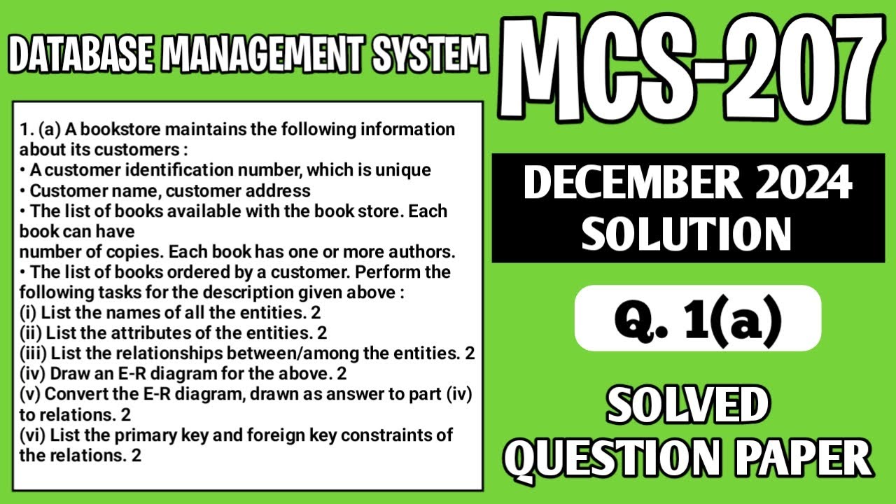 P1- 1(a) | MCS207 Dec 24 Solution | MCS 207 Solved Question Paper | MCS207 Important Questions