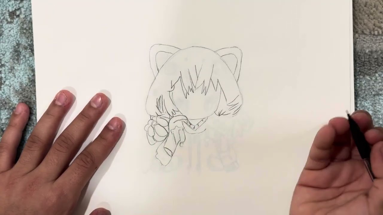 How to draw anime girl with cat hoodie!!!