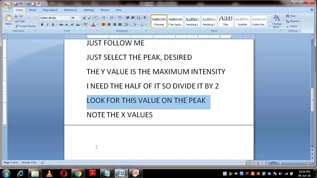 How to calculate the full width half maximum(FWHM) manually|for beginner