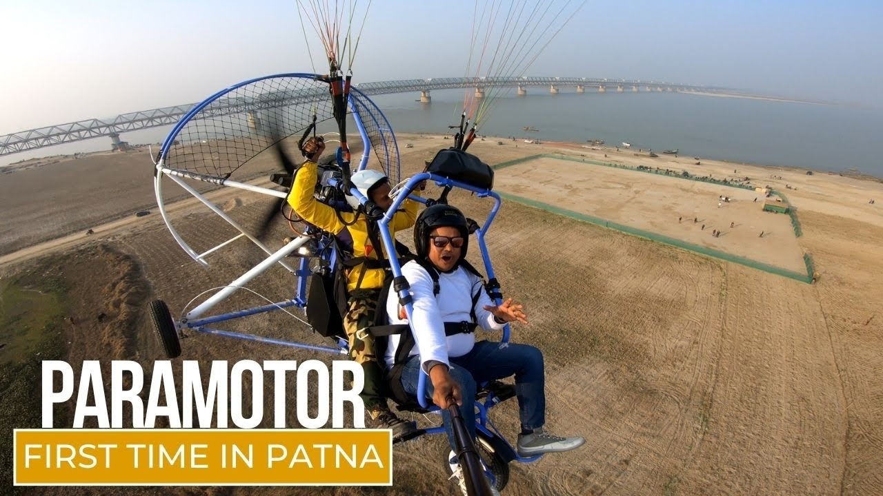 Paramotor Gliding Patna Marine Drive पर शुरू | अब आसमान से देखिए पटना को | Matargashti