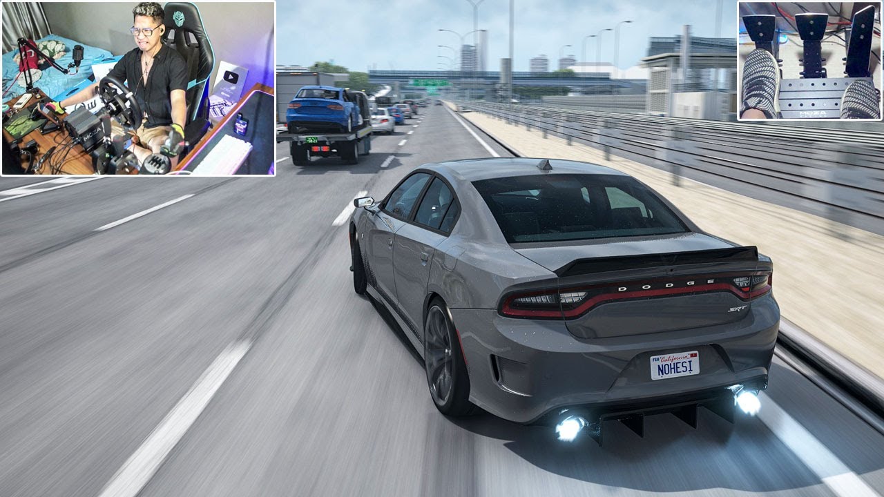 DODGE CHALLENGER SRT HELLCAT | STEERING WHEEL + PEDAL CAM | ASSETO CORSA