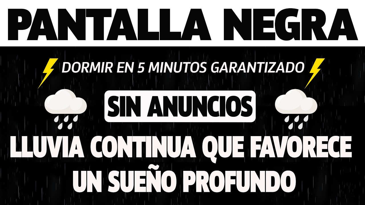 Pantalla Negra | Lluvia Constante con Truenos Leves para Sueño Largo y Tranquilo
