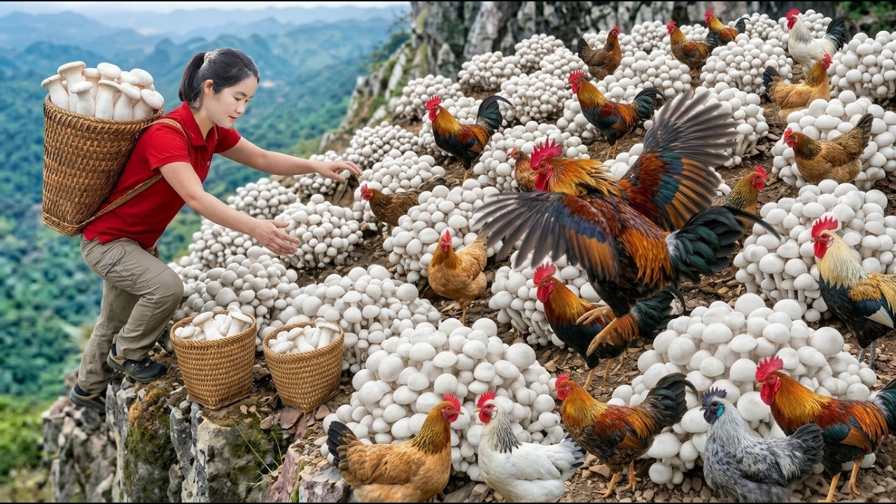 30 Days Harvesting Earth Mushroom and Catching Chicken in Forest -  Transport to market to sell