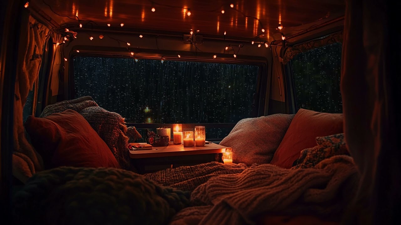 Rainy Night in a Van 🌧️ Lightning & Thunderstorm Ambience for Comfort, Calm, and Sleep
