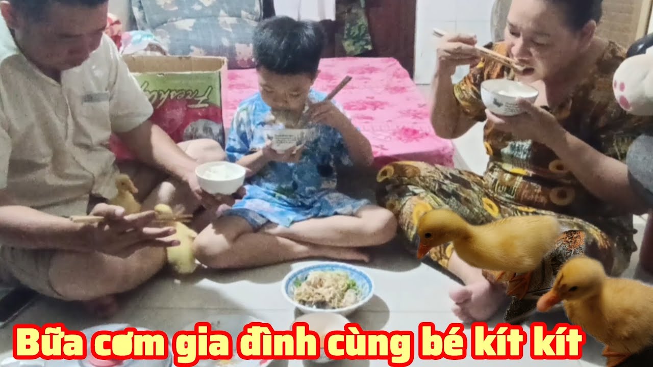 Gà vườn trộn gỏi , Bữa cơm gia đình bé Long cùng 2 bé kít kít , Bột kít kít 