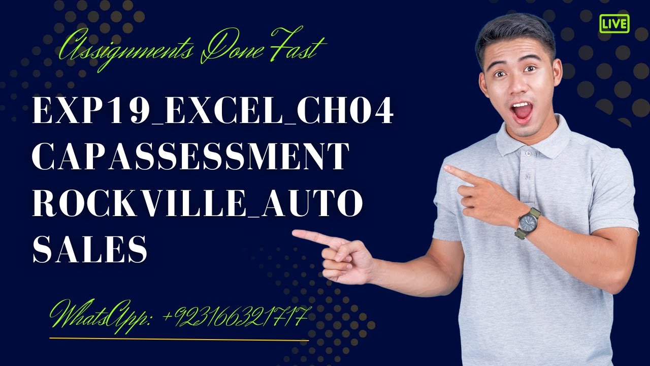 Exp19_Excel_Ch04_CapAssessment_Rockville_Auto_Sales | Complete Solution | @MyLabPearsonAcademy