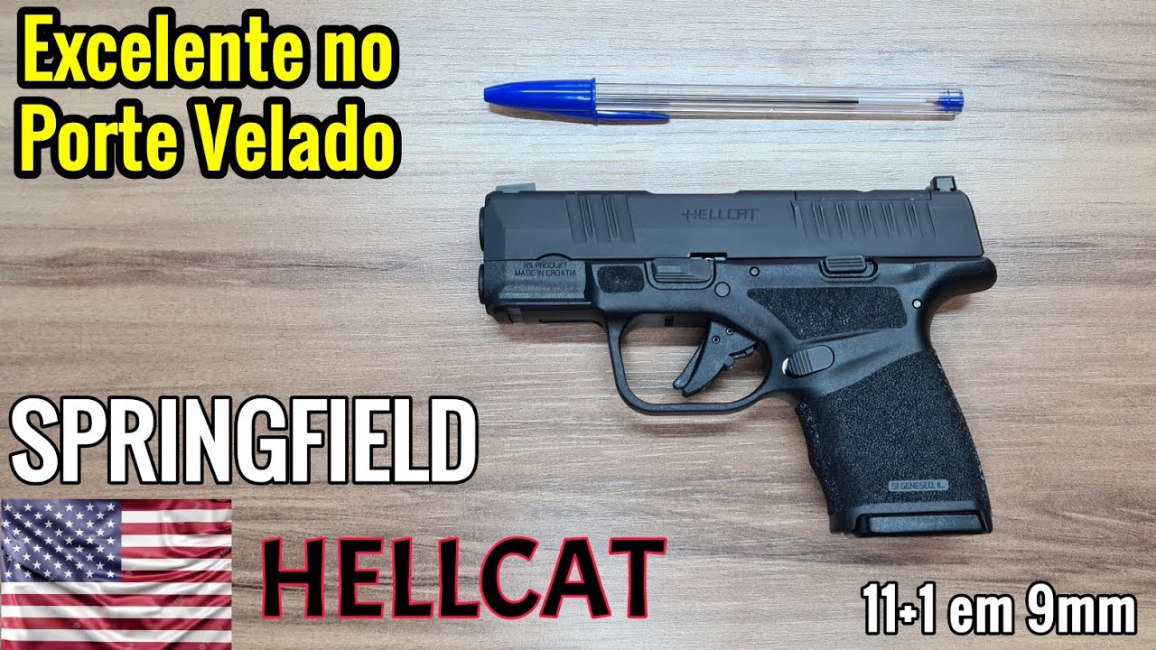 SPRINGFIELD HELLCAT, 9mm menor que um Celular! Para Porte Velado no Bolso, Cintura, Axilar e Canela!