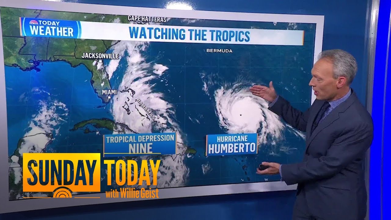 Dueling Tropical Storm and Hurricane Humberto Move Up Atlantic