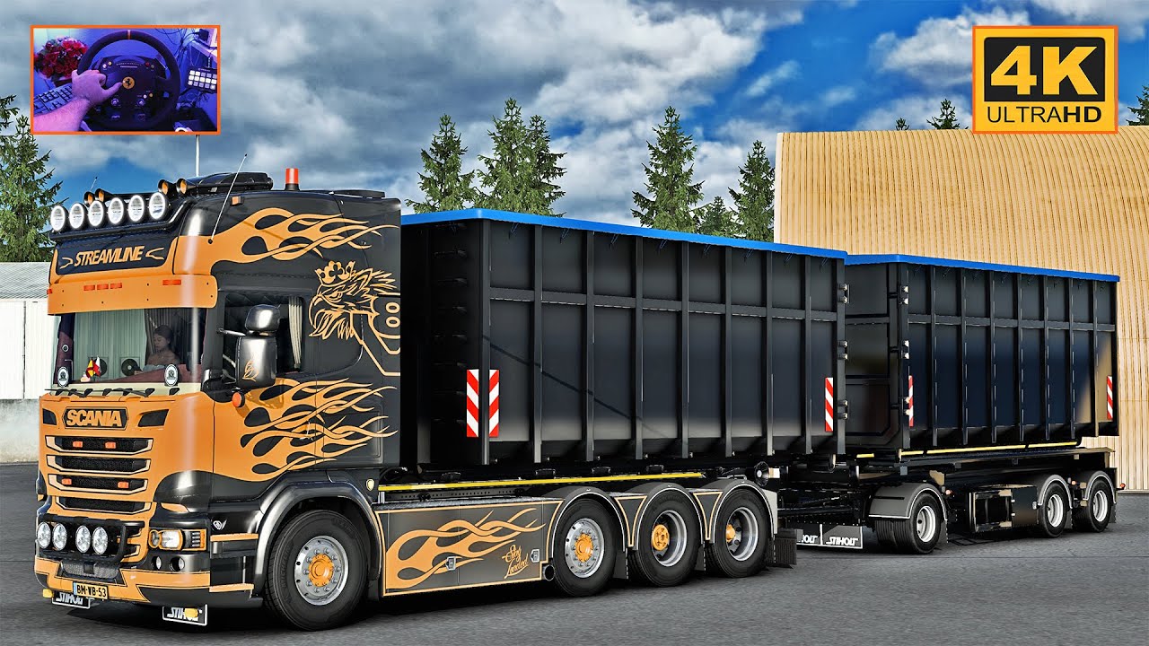 Scania R730 V8 open pipe | Linz - Wrocław | ETS2 Gameplay 4K + wheel cam