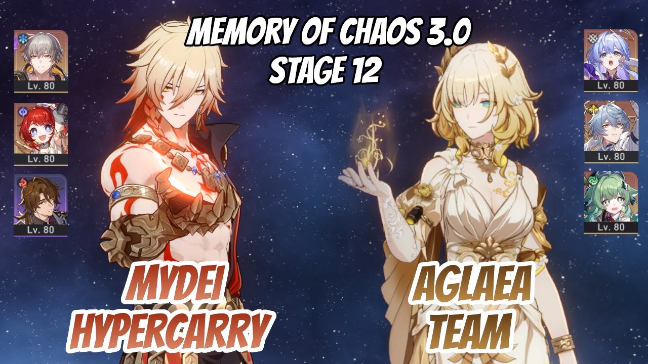 Mydei x Tribbie & Aglaea Team Memory of Chaos, этап 12 (3 звезды) | Honkai Star Rail