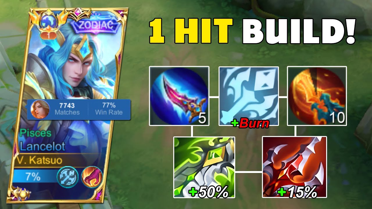 LANCELOT NEW PERFECT BUILD AND EMBLEM FOR ONE SHOT 2023!! | SOLO RANK FULL GAMEPLAY! 🔥