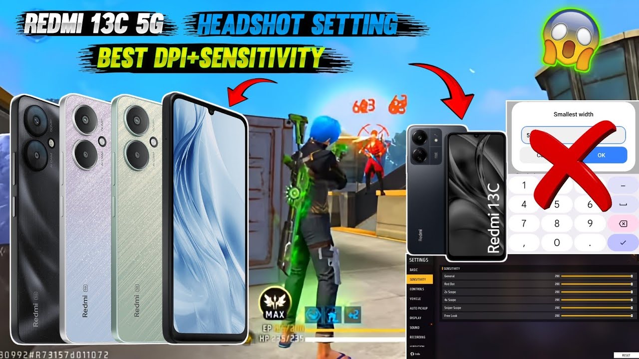 Redmi 13C Best DPI+Sensitivity Setting free fire | Redmi 13C 5G Best Sensitivity free fire