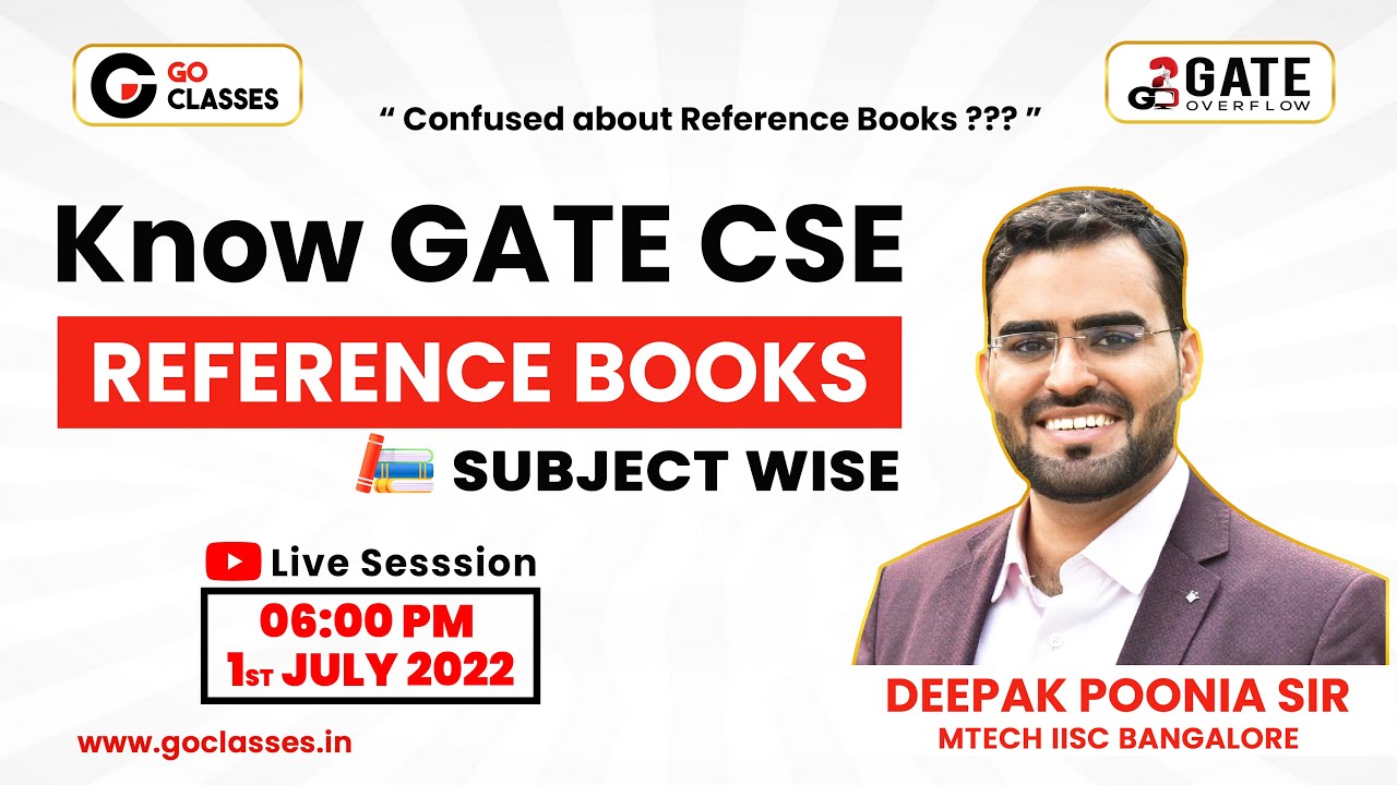 Know BEST GATE Reference Books Subject Wise | GATE CSE | GO Classes | By Deepak Poonia sir