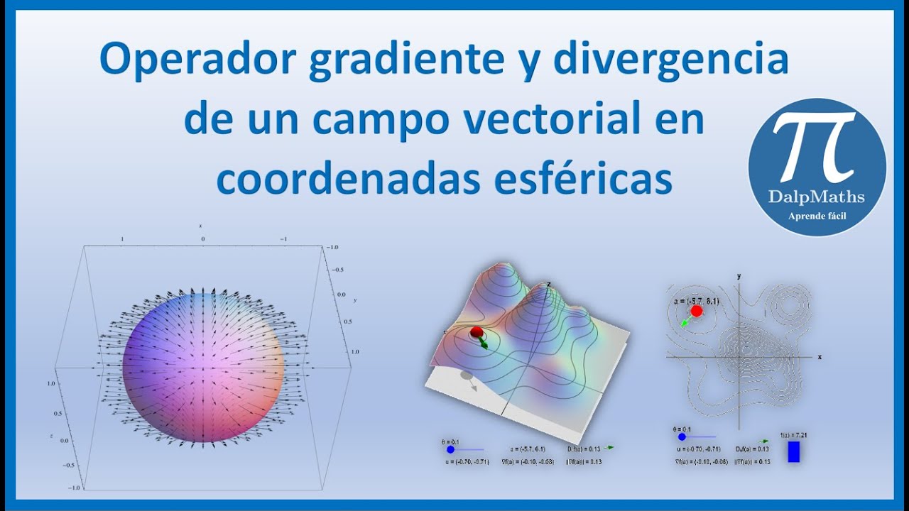 Operador gradiente y divergencia de un campo vectorial en coordenadas esféricas