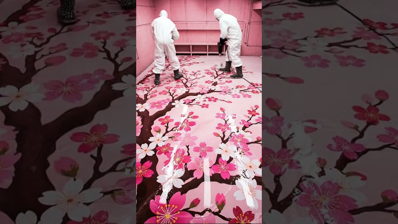 Luxury Pink Kitchen: 3D Sakura Epoxy Floor Transformation